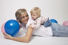 Mother And Daughter Portrait With Balloons Stock Image Mother And Daughter Portrait With Balloons Stock Image