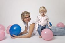 Mother And Daughter Portrait With Balloons Stock Photos Mother And Daughter Portrait With Balloons Stock Photos