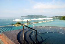 Beautiful Blue Swimming Pool With Sea View Royalty Free Stock Images Beautiful Blue Swimming Pool With Sea View Royalty Free Stock Images