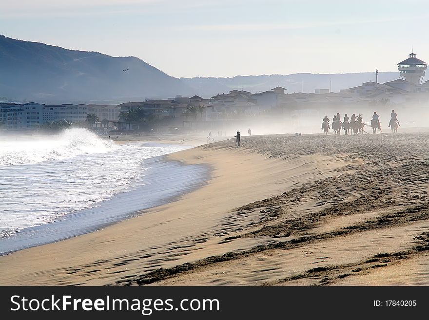 Horseback riding between the ocean and mountains. Horseback riding between the ocean and mountains