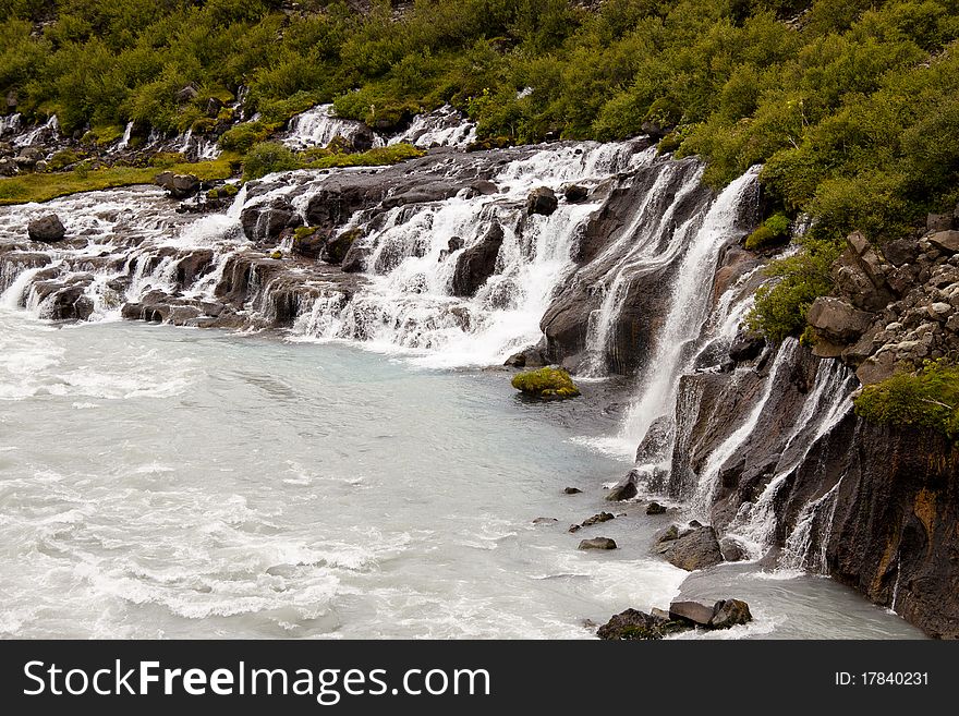 Waterfall Hraunfossar - Iceland