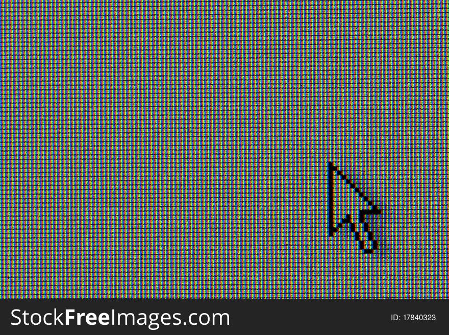 Mouse arrow simbol on rgb pixel texture