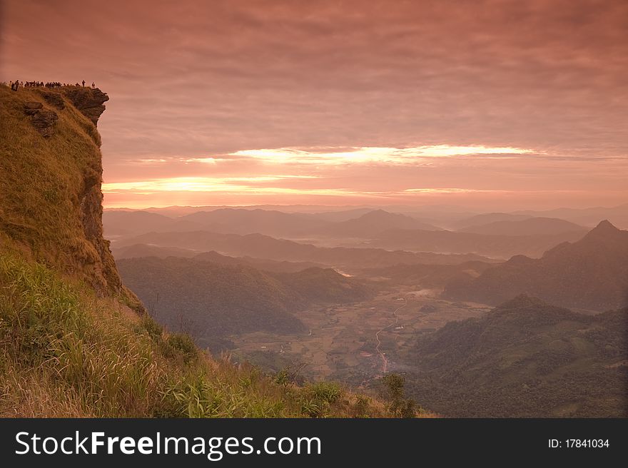 Sunrise over mountain, Phu Cheefa national park, Thailand. Sunrise over mountain, Phu Cheefa national park, Thailand.