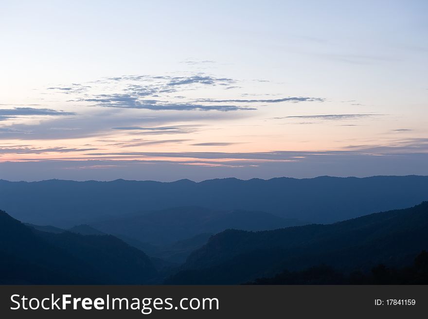 Sunset at mountain in Chaing Rai province, Thailand. Sunset at mountain in Chaing Rai province, Thailand.