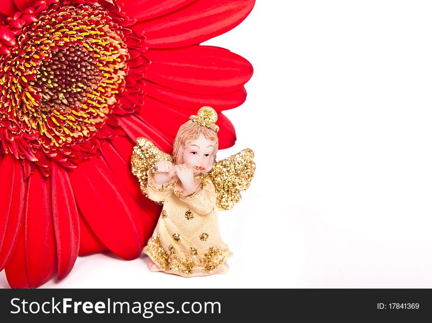 Little Angel And Red Flower