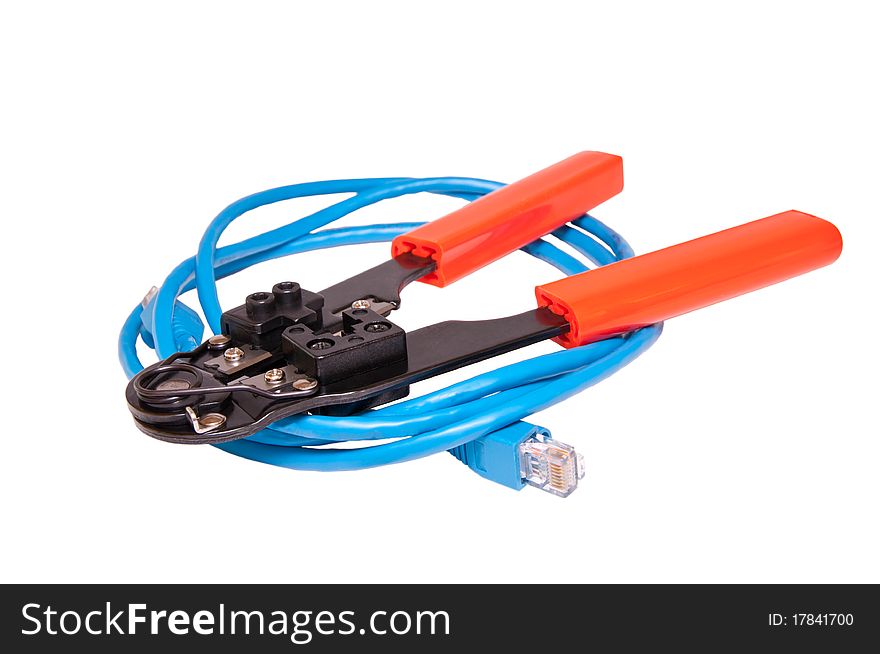 Network Crimp Tool with network ethernet cable