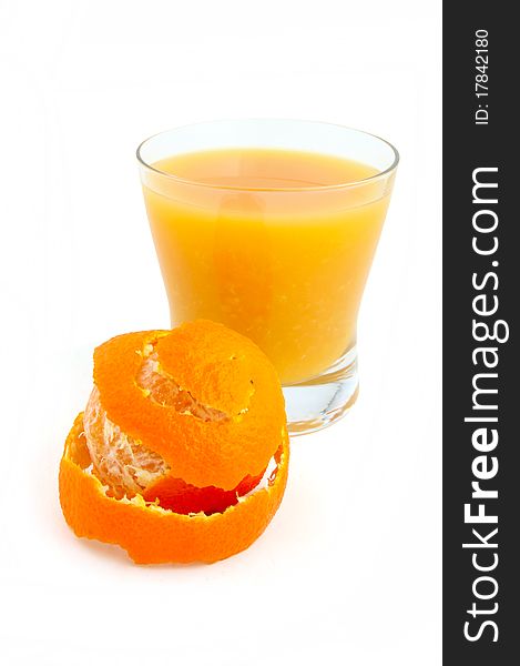Juice of a tangerine on a white background. Juice of a tangerine on a white background