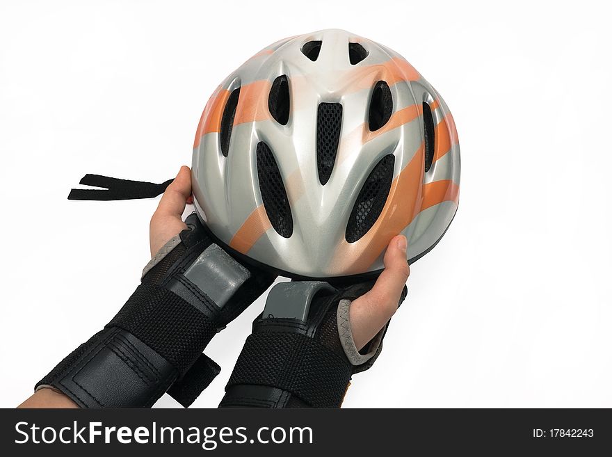 Helmet for inline skating on a white background