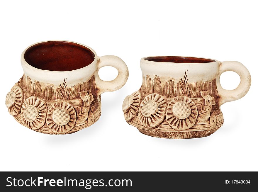 Tea mug with decorative molding