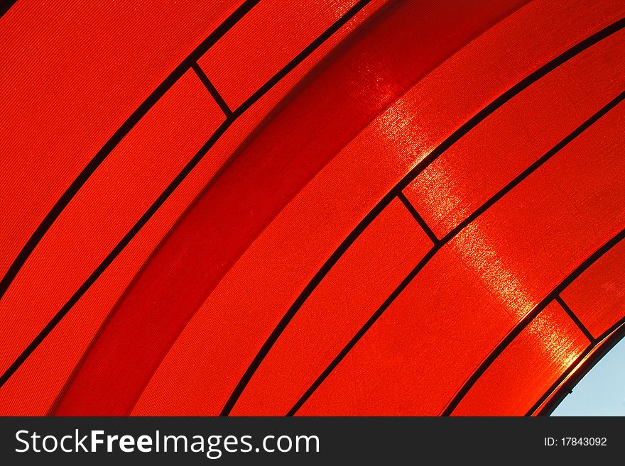 Abstract red background with black lines