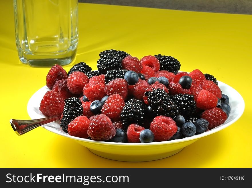Raspberries, Blackberries and Blueberries in a Plate. Raspberries, Blackberries and Blueberries in a Plate