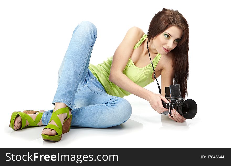 Young woman with camera.