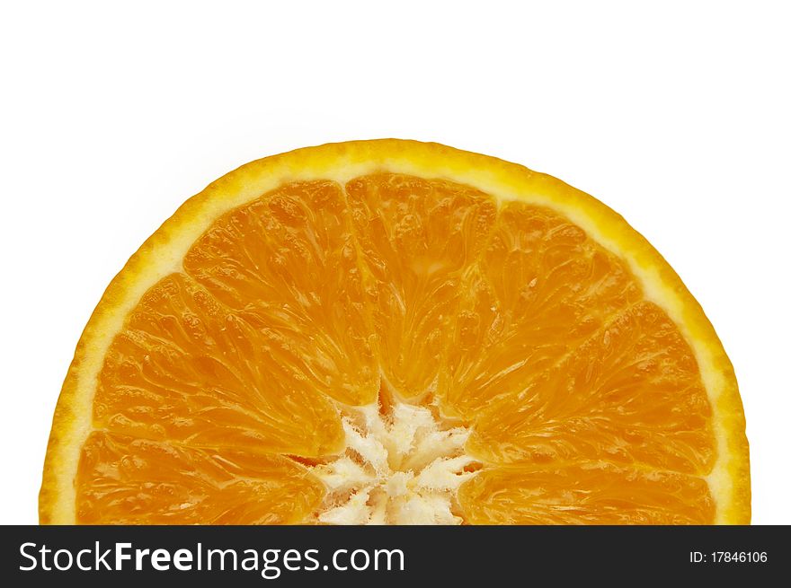 Slice of orange isolated on white