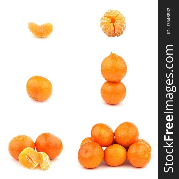 Fresh Tangerines isolated on white background.