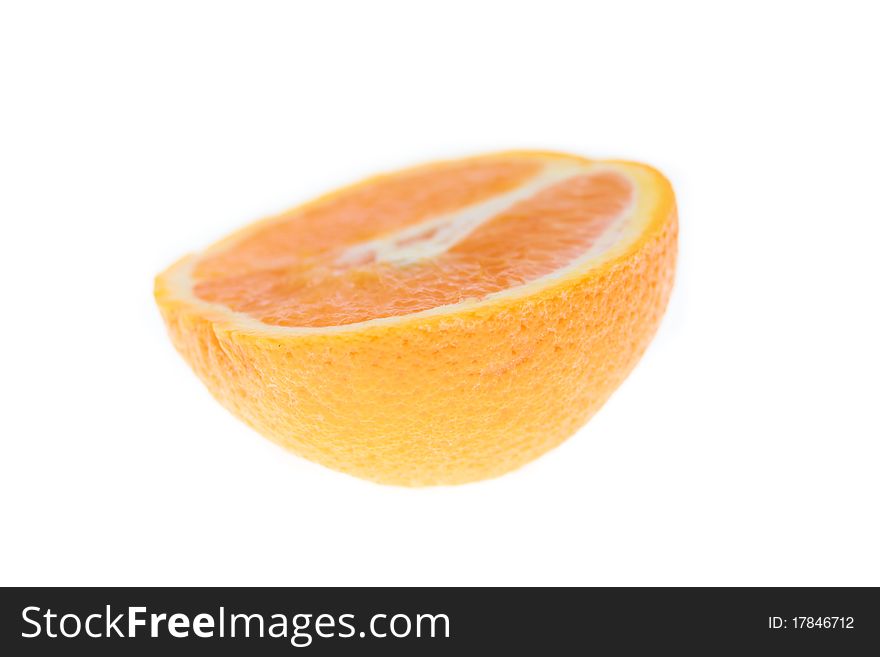 Half of orange fruit on white background. Half of orange fruit on white background