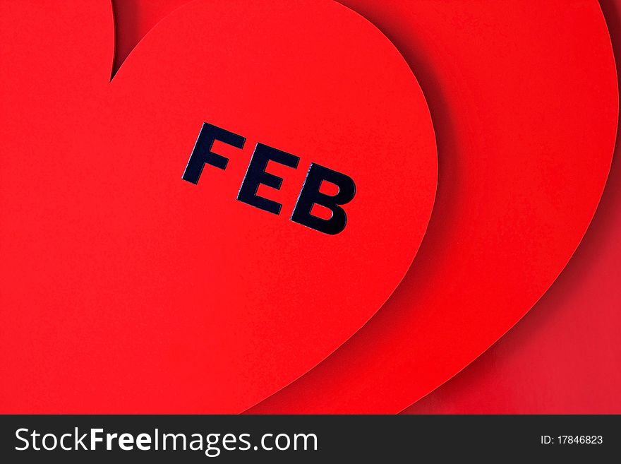 Valentines Day dated in red heart isolated on red. Valentines Day dated in red heart isolated on red