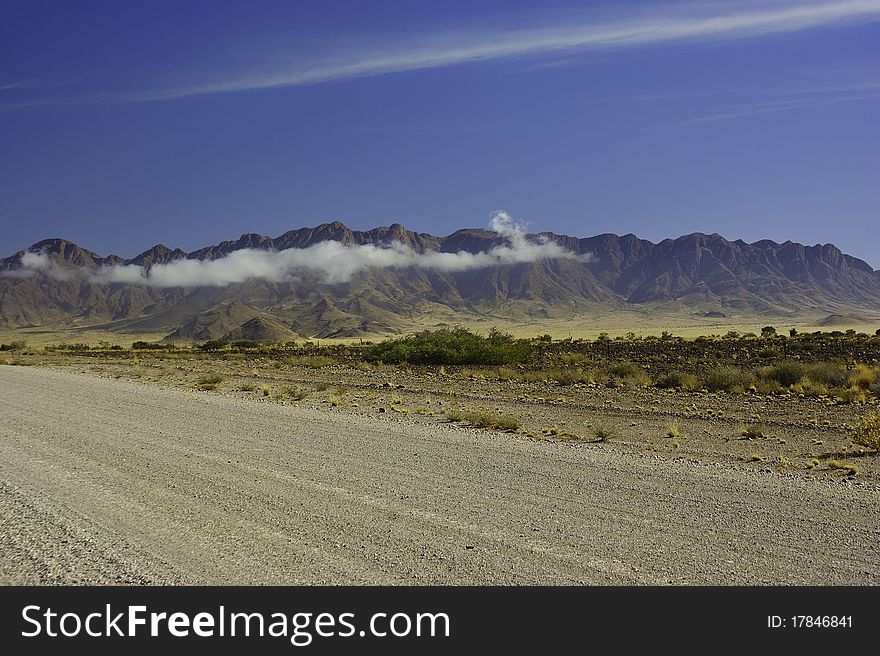 Empty road in Namibia near Namib Naukluft Park