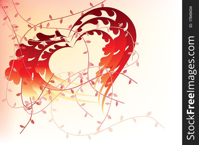 Abstract floral valentine hearts on a light background