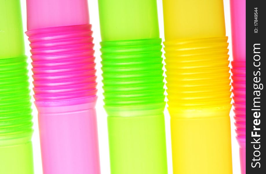 Close up image of colored straws