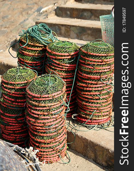 Traditional fishing net at Fisherman Village, Mui Ne, Vietnam