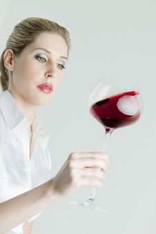 Woman With Red Wine Stock Photo Woman With Red Wine Stock Photo