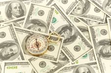 Dollars And Compass. Stock Images