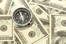 Dollars And Compass. Royalty Free Stock Photo Dollars And Compass. Royalty Free Stock Photo