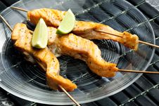 Salmon Skewers Royalty Free Stock Photography Salmon Skewers Royalty Free Stock Photography