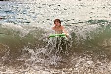 Boy Has Fun At The Beach Stock Image