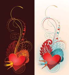 Composition Of Heart, Floral Ornament And Martlet. Stock Image Composition Of Heart, Floral Ornament And Martlet. Stock Image