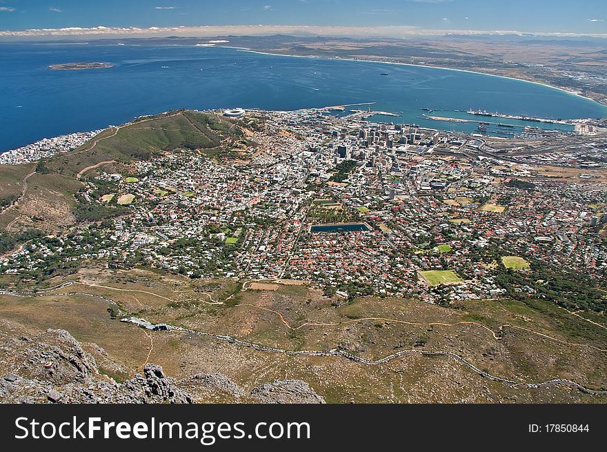 Aerial view cape town city