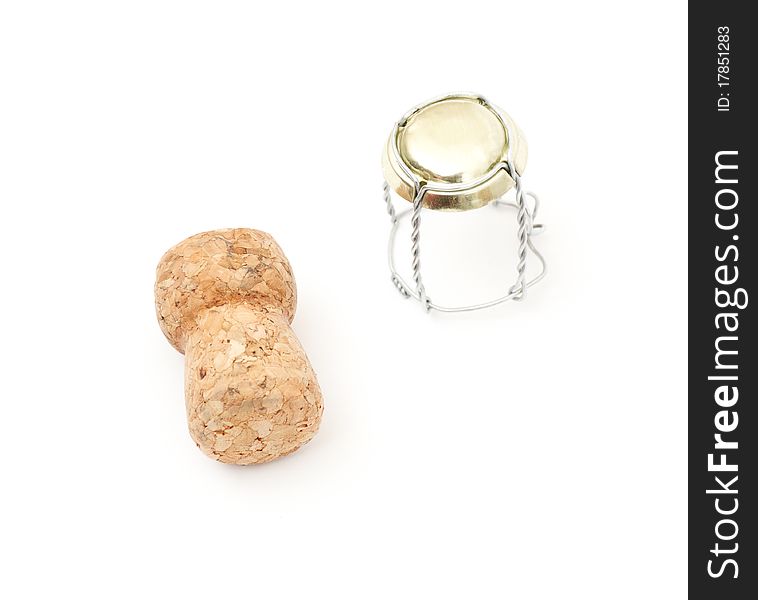 Champagne cork isolated on a white background