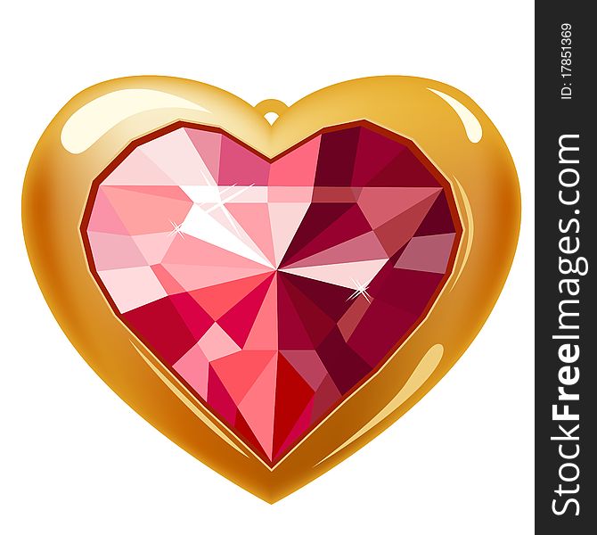 Ruby Gold Heart