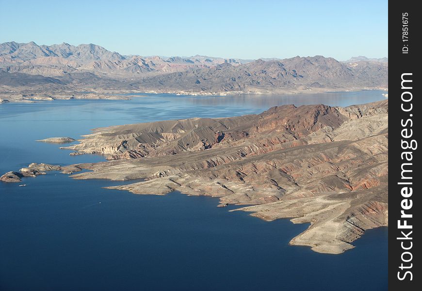 The Lake Mead not far form the Grand canyon and the Colorado river