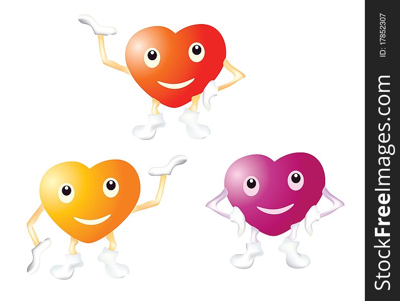 Three happy dancing heart,  illustration