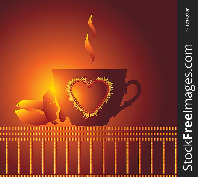 Cup of coffee with abstract design elements. Vector illustration.