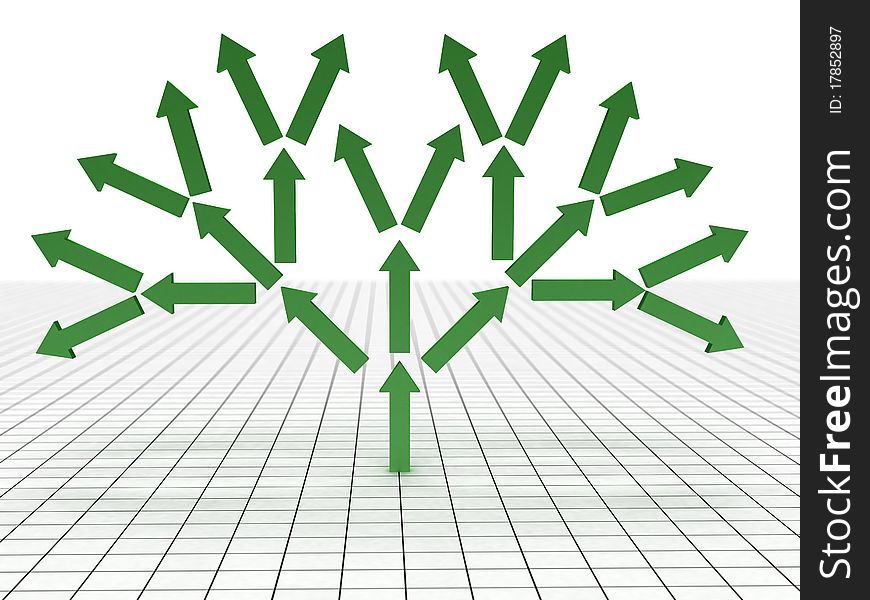 The green arrows in a tree stand on the surface of the white squares â„–1. The green arrows in a tree stand on the surface of the white squares â„–1