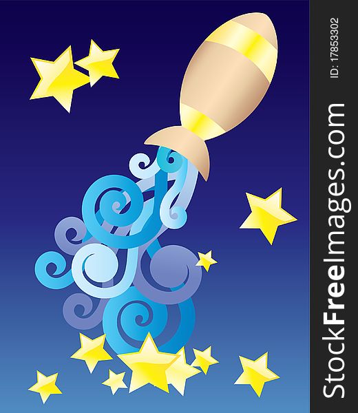 Zodiac sign - Aquarius on a blue background with stars. Zodiac sign - Aquarius on a blue background with stars.