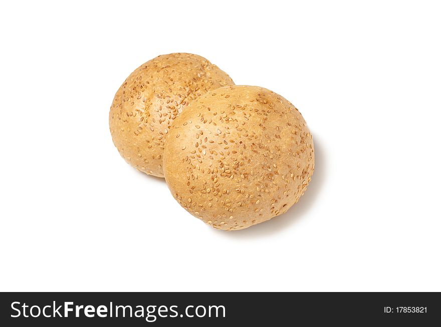 Isolated two small tasty buns with shadow. Isolated two small tasty buns with shadow