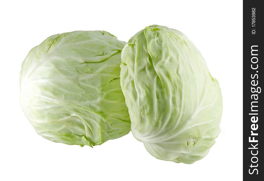 Two cabbage on white background