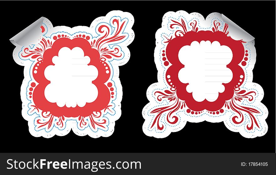 Illustration with red ornamental frame stickers