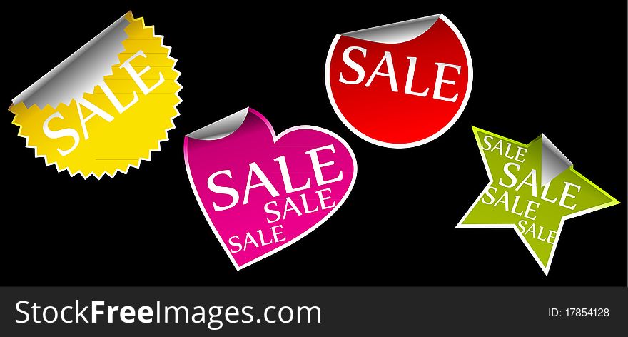 Illustration of stickers with sale