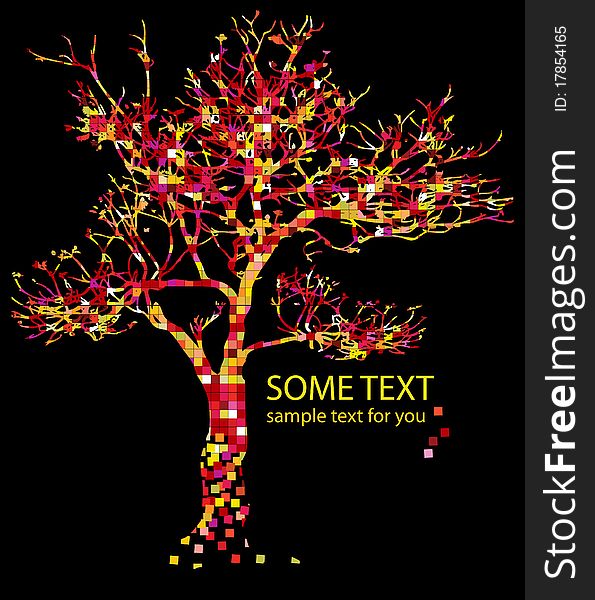 Concept with red tree and text