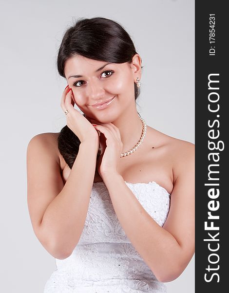 Beautiful bride on white background