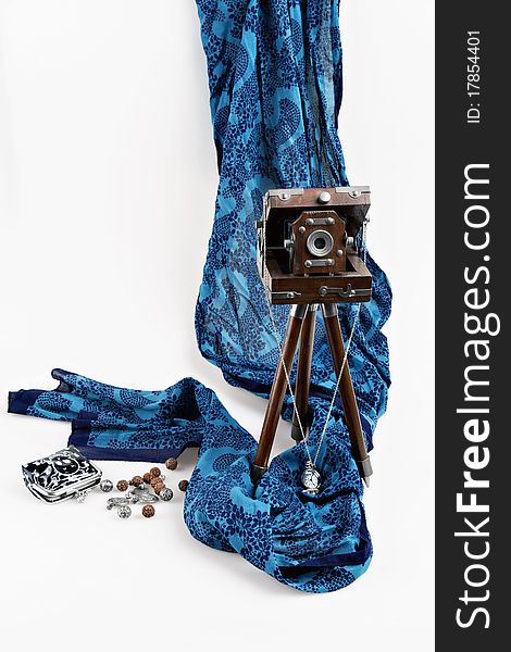 Old Wooden Camera and scarf