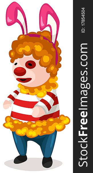 Illustration of isolated cartoon clown on white background