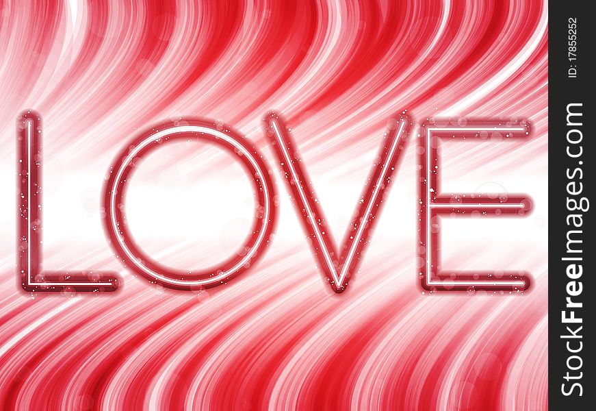 Valentine Day Love Word Abstract Colorful Waves on White Background. Valentine Day Love Word Abstract Colorful Waves on White Background
