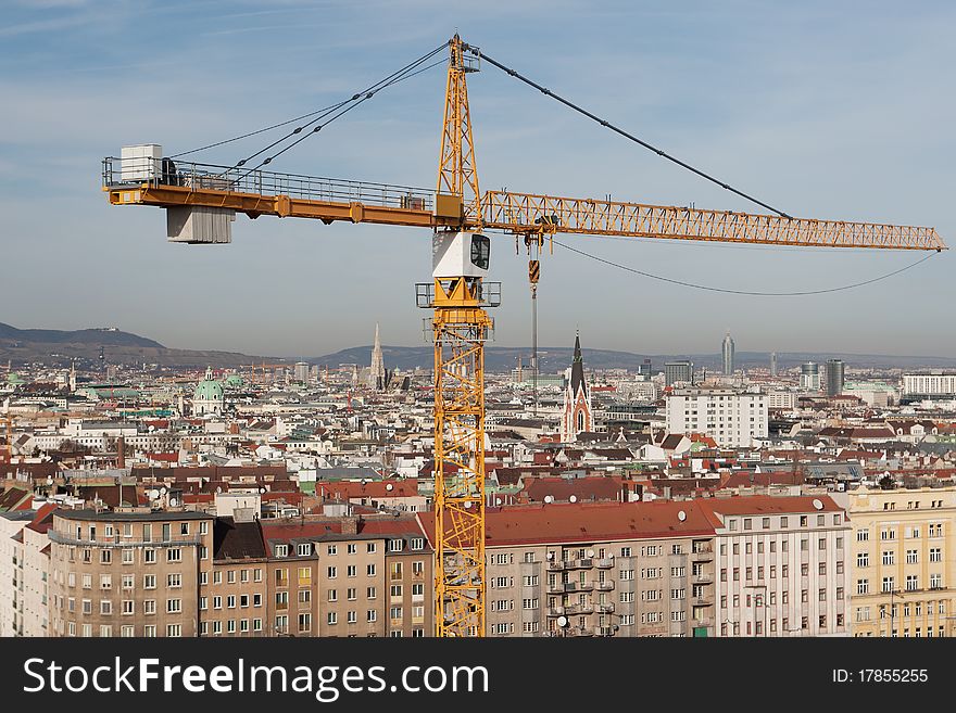 Highrise Construction Site, with panarama view of Vienna