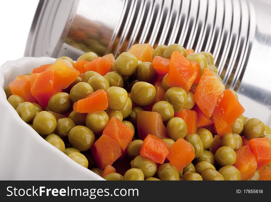 Canned peas and carrots from the tin.