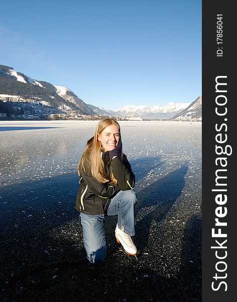 Ice Skating on frozen lake